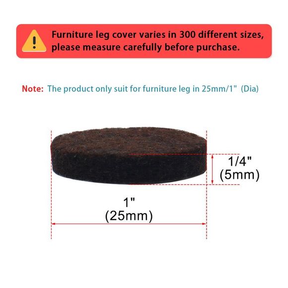 1" Self-stick Round Non-slip Felt Pads Floors Protect Brown 50 Pack - Picture 2 of 6